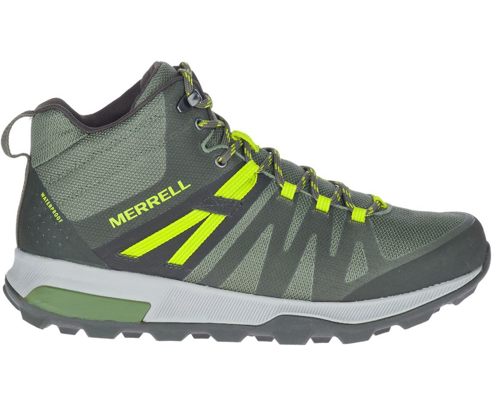 Kozaki Merrell Męskie Oliwkowe - Zion Fst Mid Waterproof - 539764-UTQ